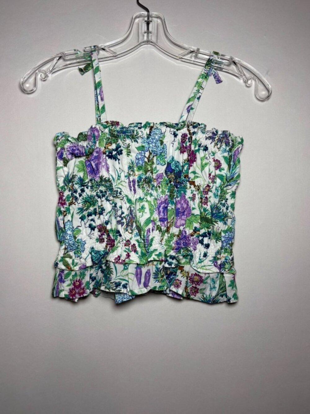 Janie and Jack Floral Smocked Camisole Cami Top Purple Green Girls Size 12